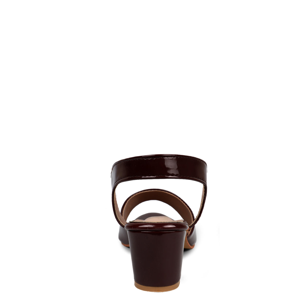 Glossy Block Heel Sandals - Maroon