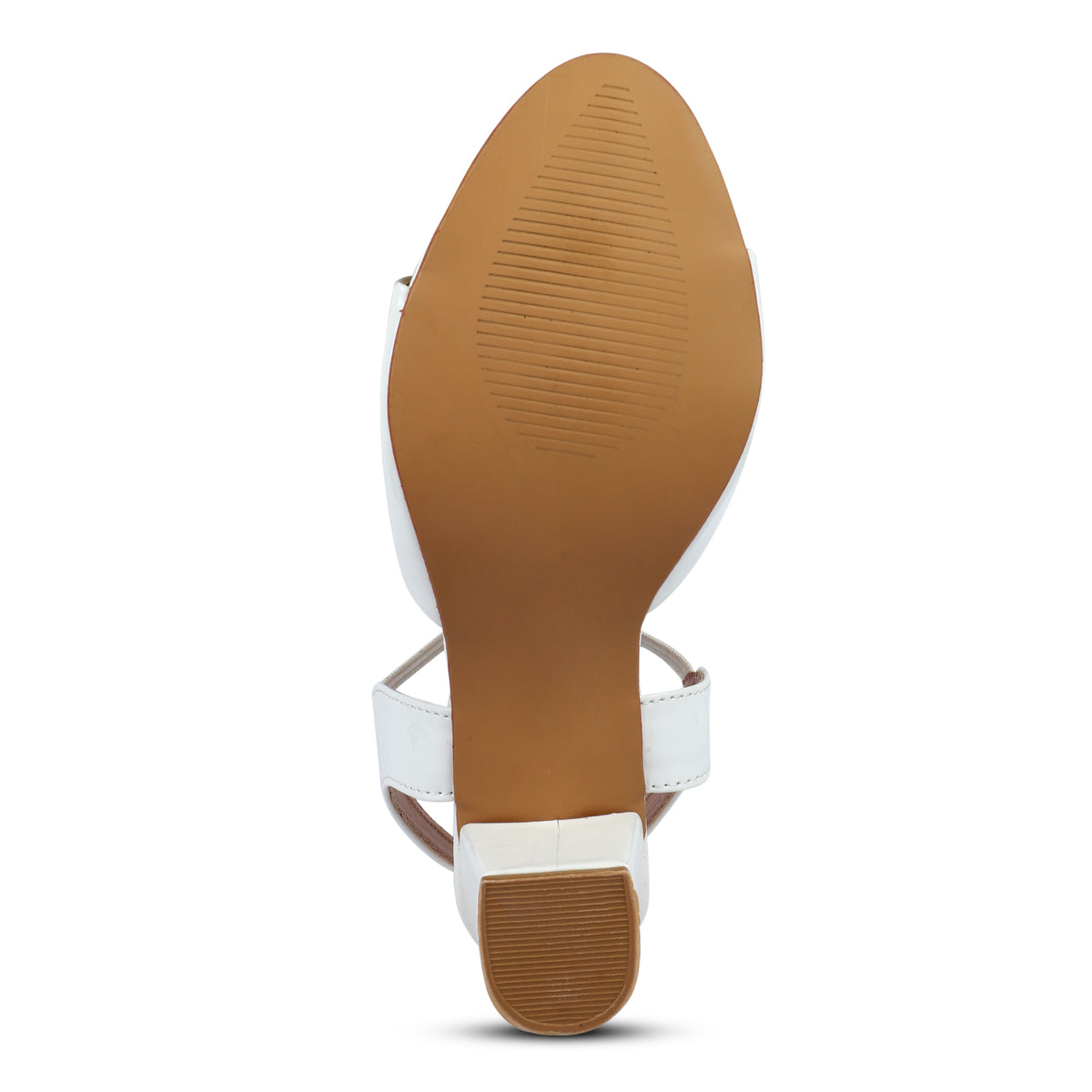 Glossy Block Heel Sandals - White