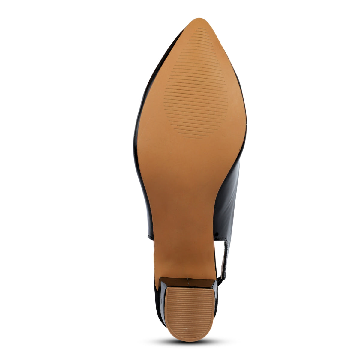 Glossy Pointed-Toe Slingback Heels - Black