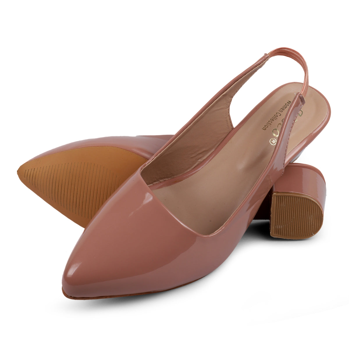 Glossy Pointed-Toe Slingback Heels