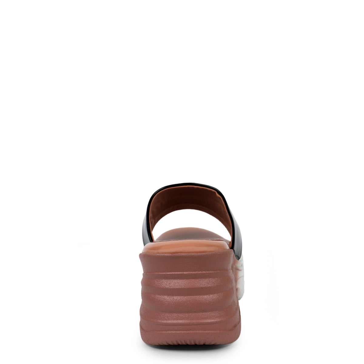 Tri-Color Platform Wedge Slides - Tan
