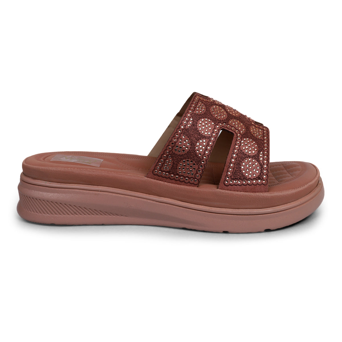 Embellished H-Strap Slides - Maroon