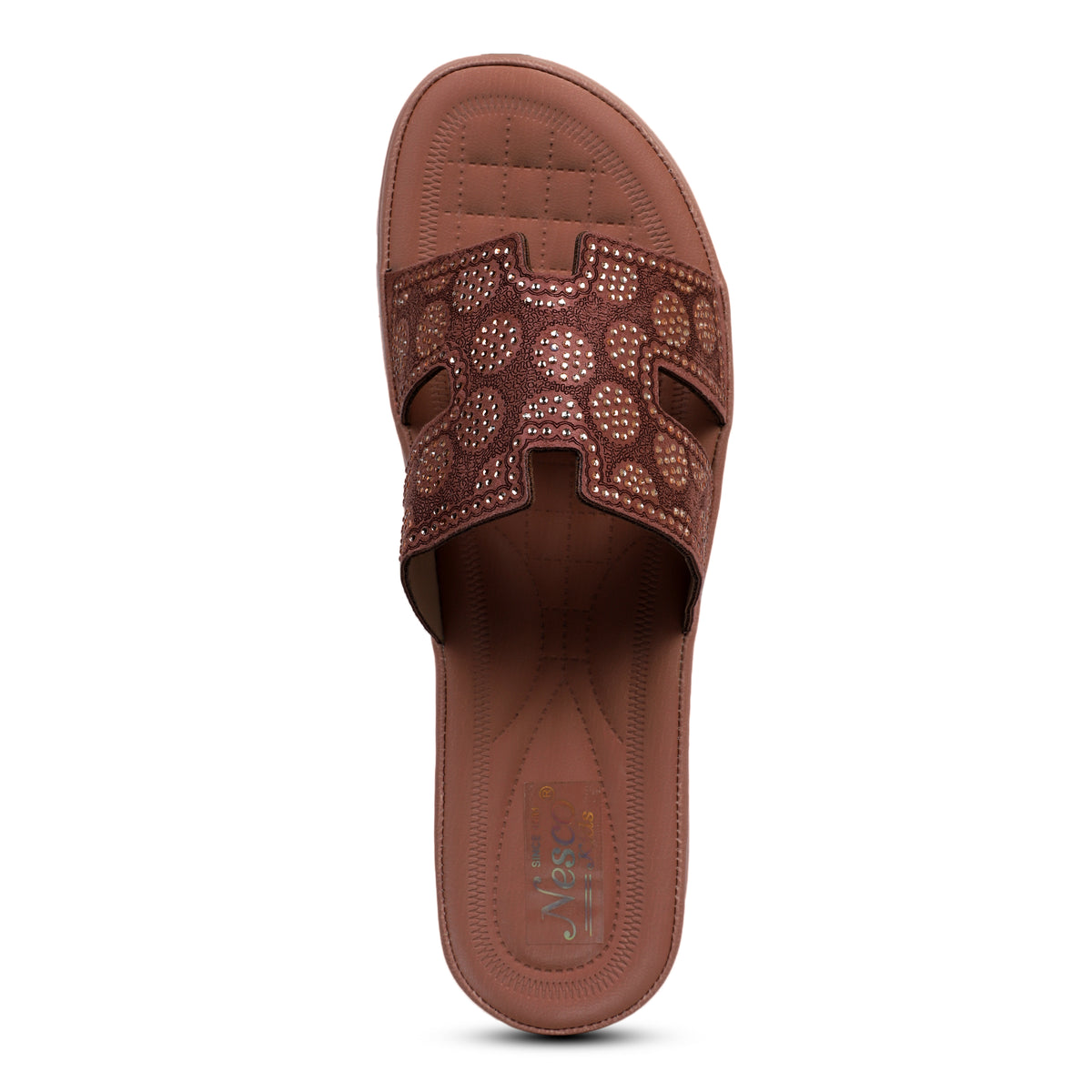 Embellished H-Strap Slides - Maroon