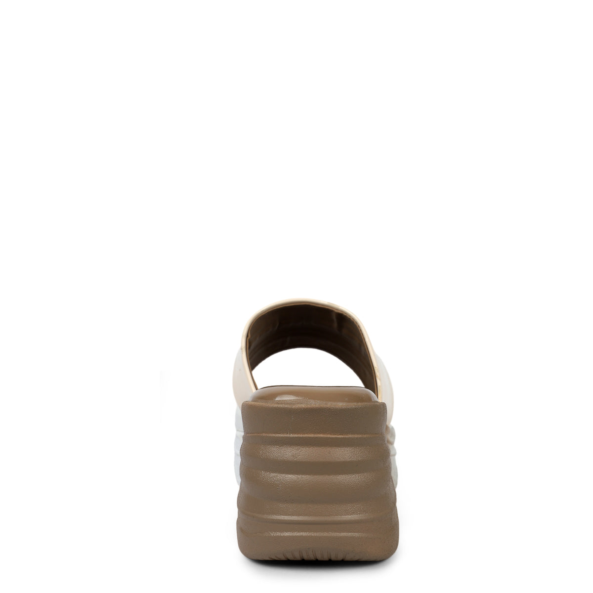 Tri-Color Platform Wedge Slides - Beige
