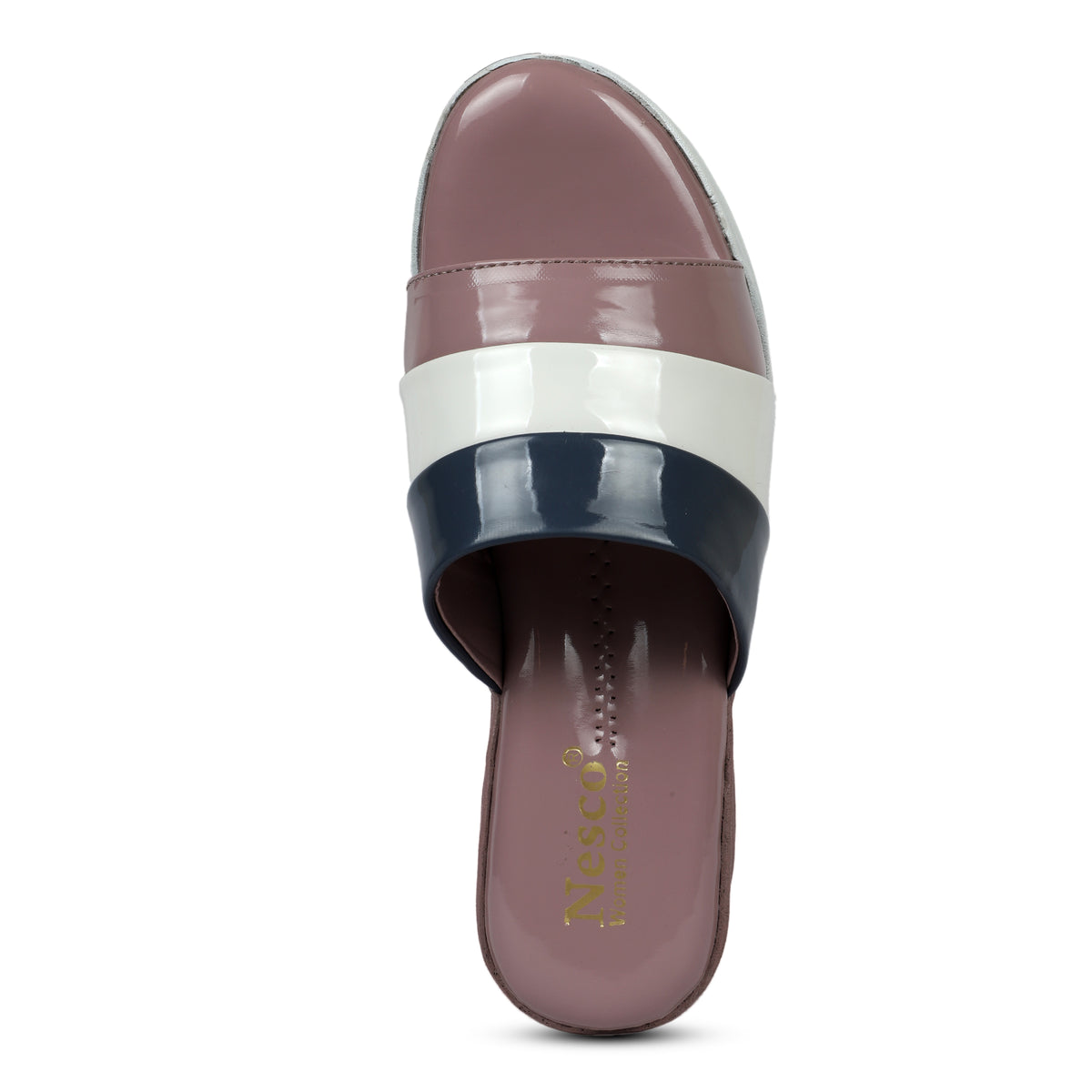 Tri-Color Platform Wedge Slides - Mauve