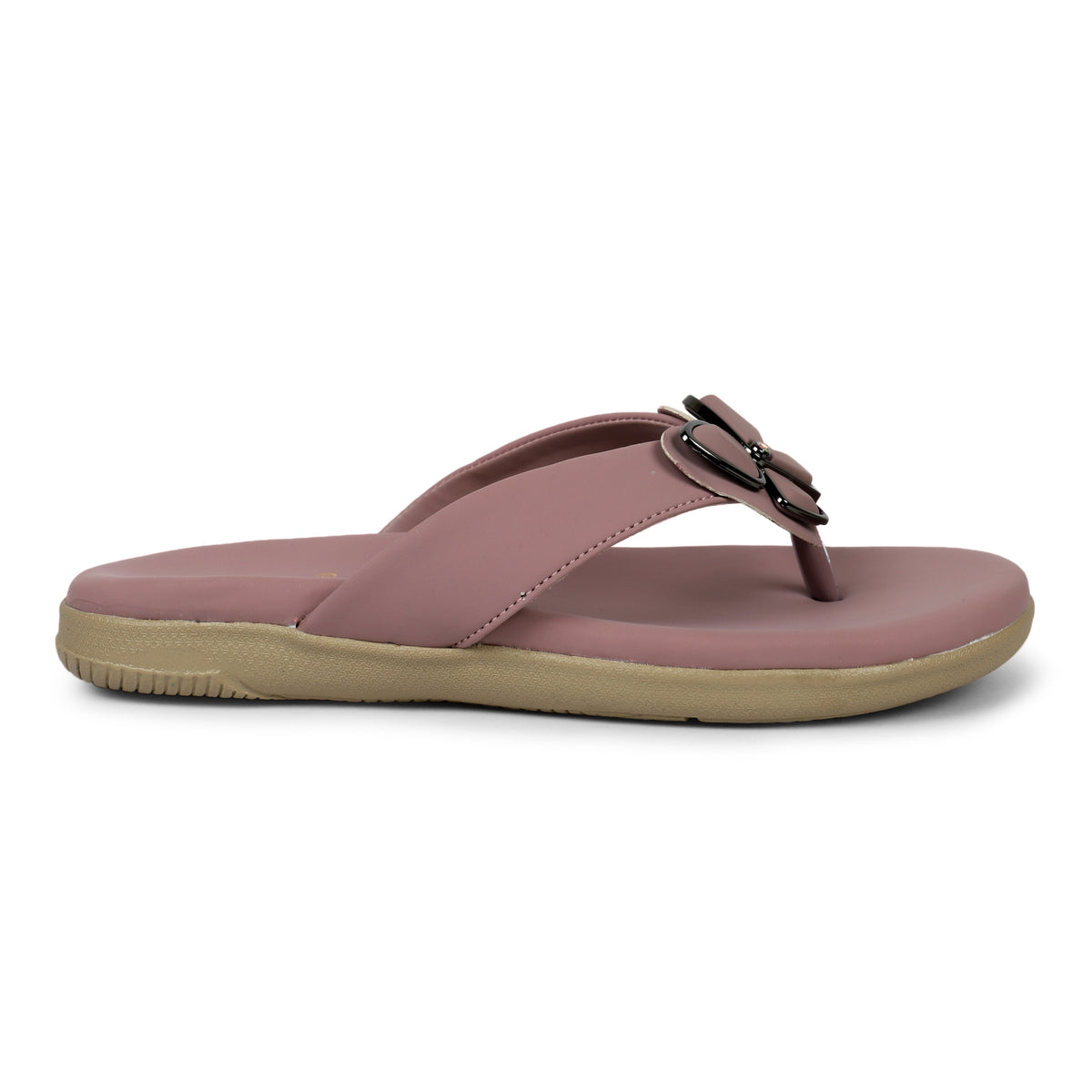 Butterfly Embellished Toe-Post Sandals - Mauve