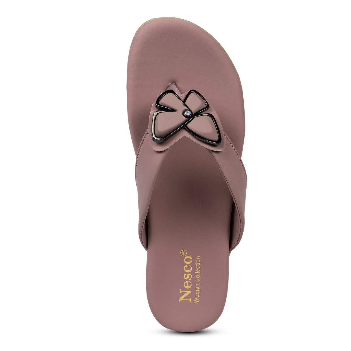 Butterfly Embellished Toe-Post Sandals - Mauve