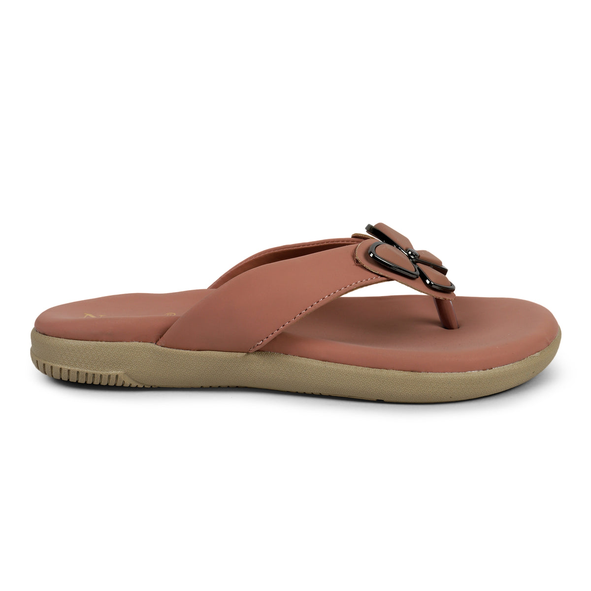 Butterfly Embellished Toe-Post Sandals - Peach