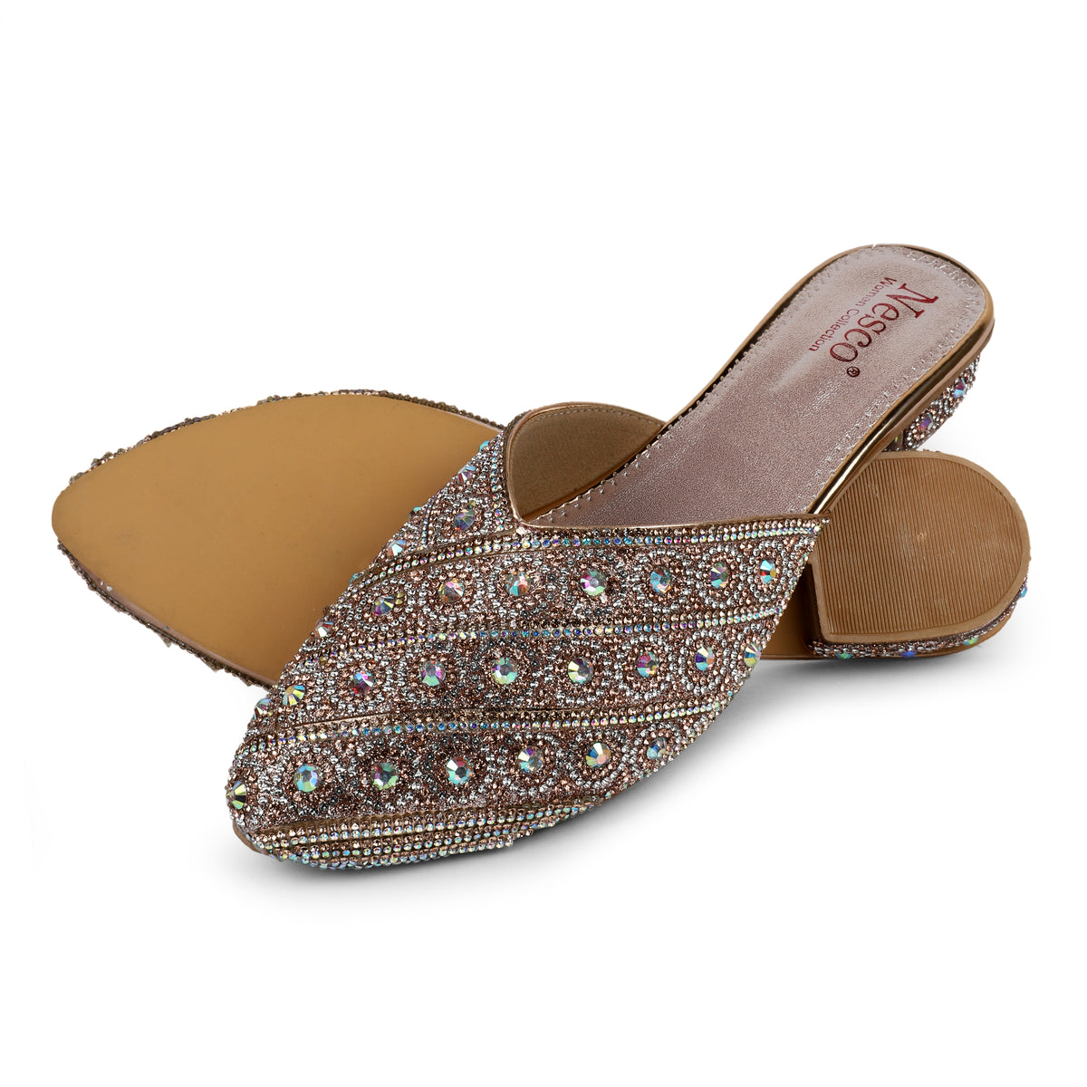 Rhinestone Embellished Pointed Mules