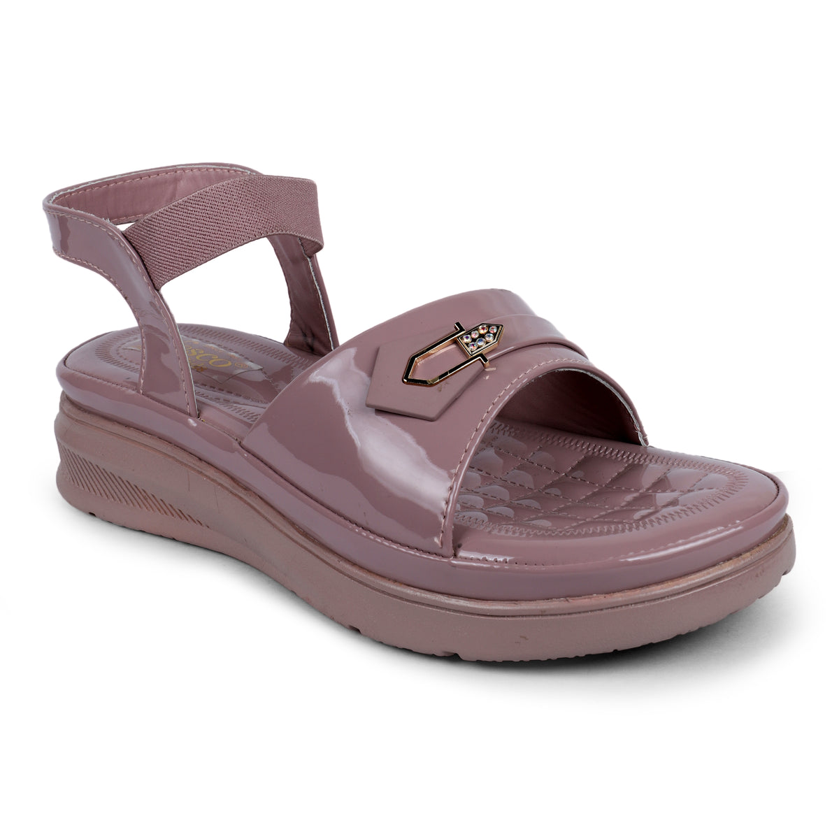 Studded Wide-Strap Thong Sandals - Mauve