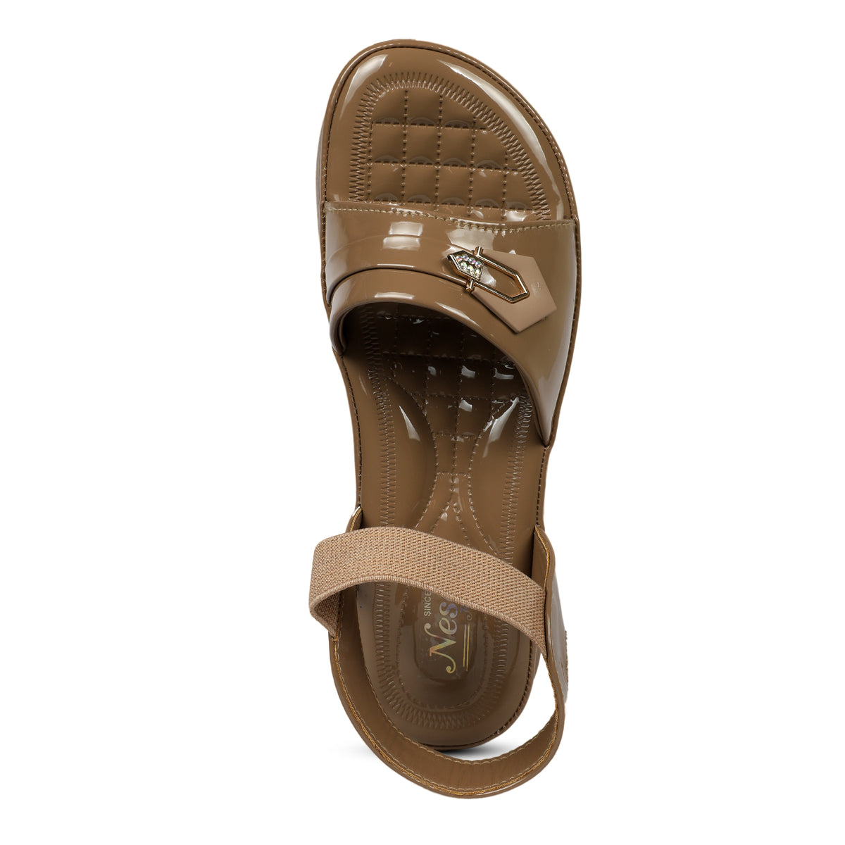 Studded Wide-Strap Thong Sandals - Tan