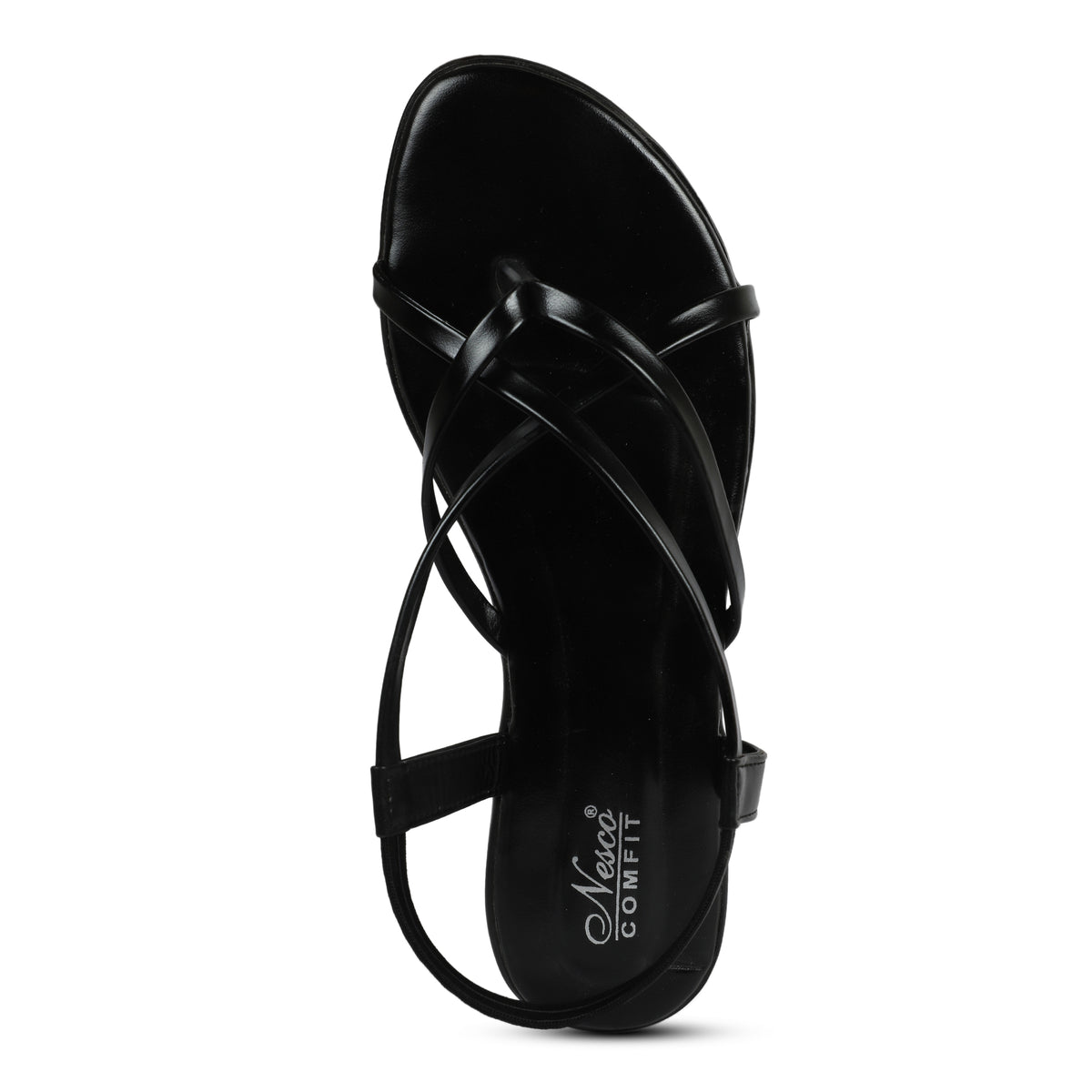 Criss-Cross Strappy Flat Sandals - Black