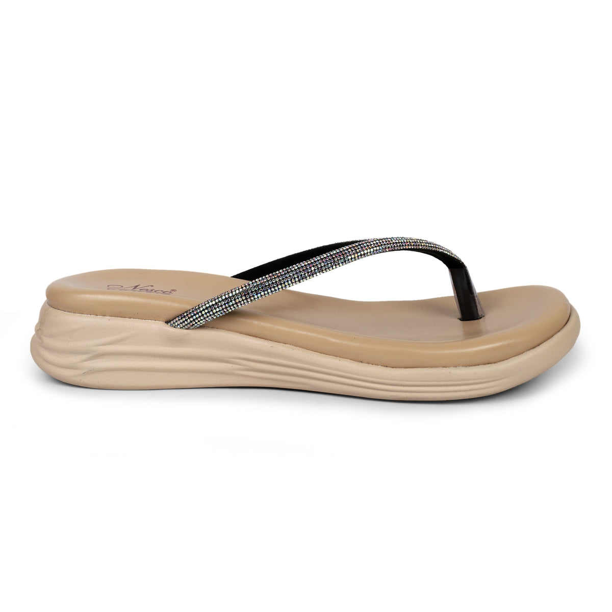 Women's Thong-Style Slippers - Beige