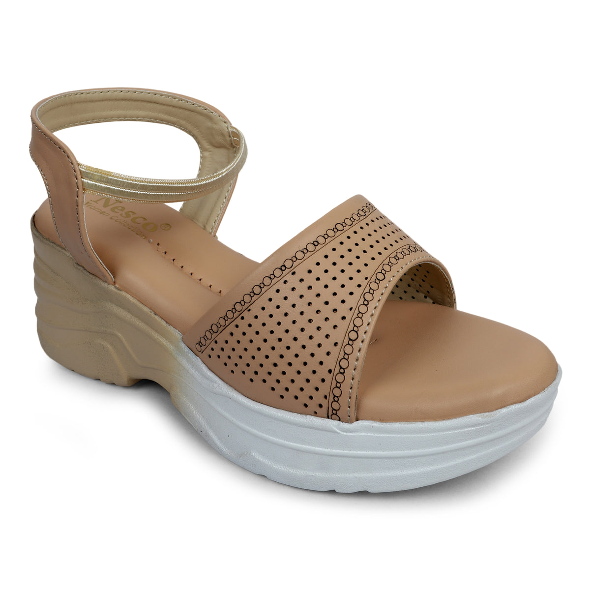 Rhinestone Skinny Strap Comfort Sandals - Beige