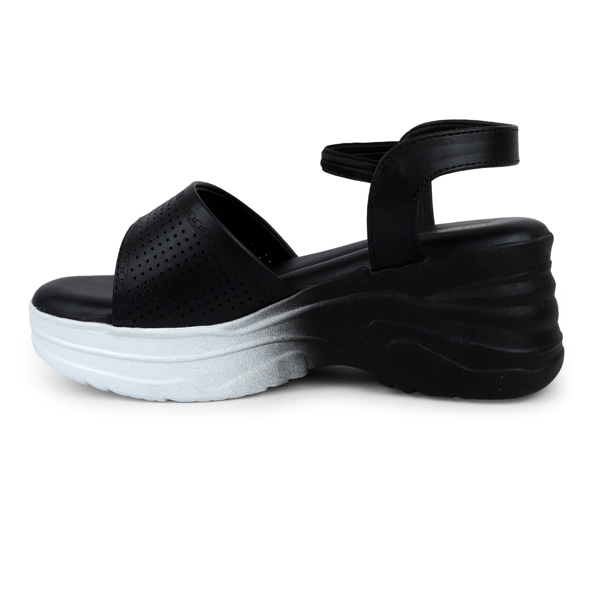Rhinestone Skinny Strap Comfort Sandals - Black