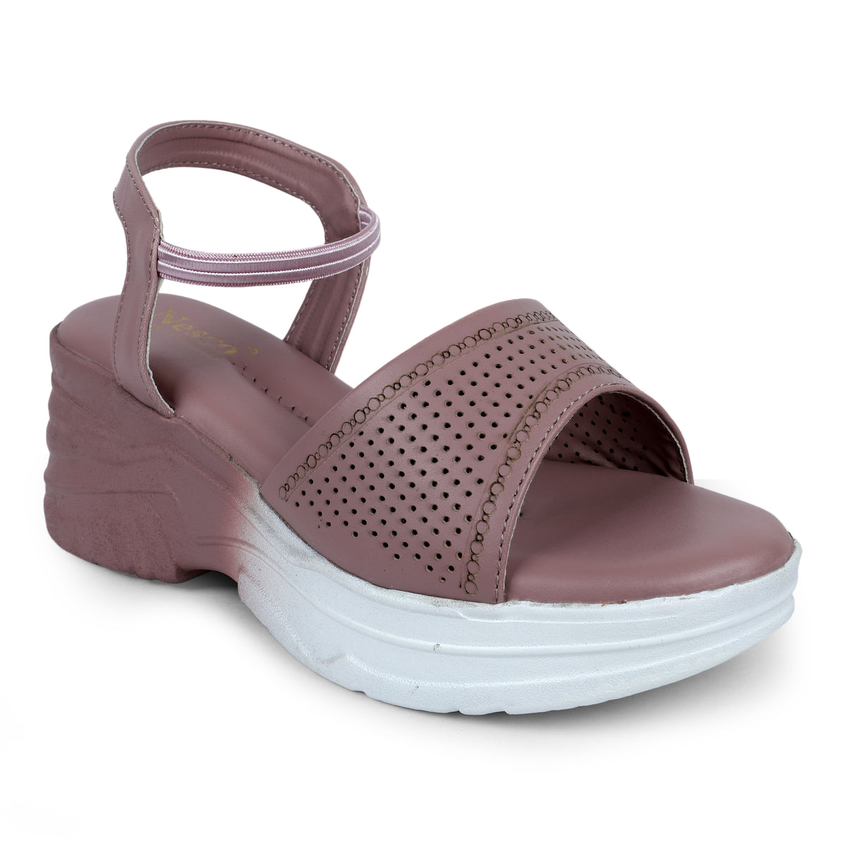 Rhinestone Skinny Strap Comfort Sandals - Mauve
