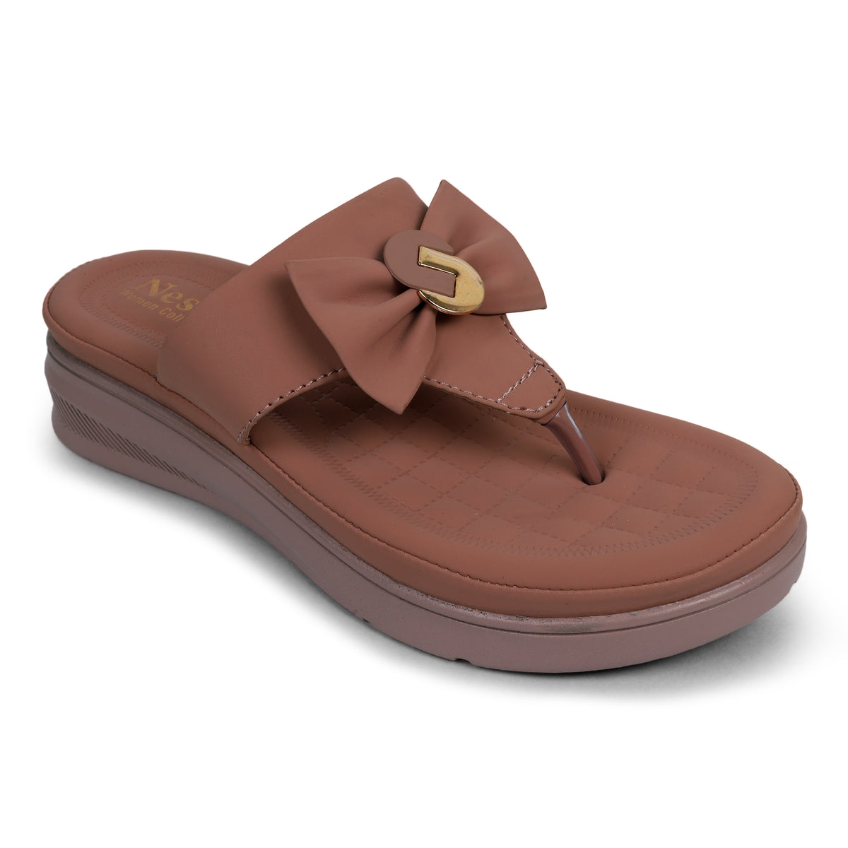 Chic Bow Accent Sandals - Mauve
