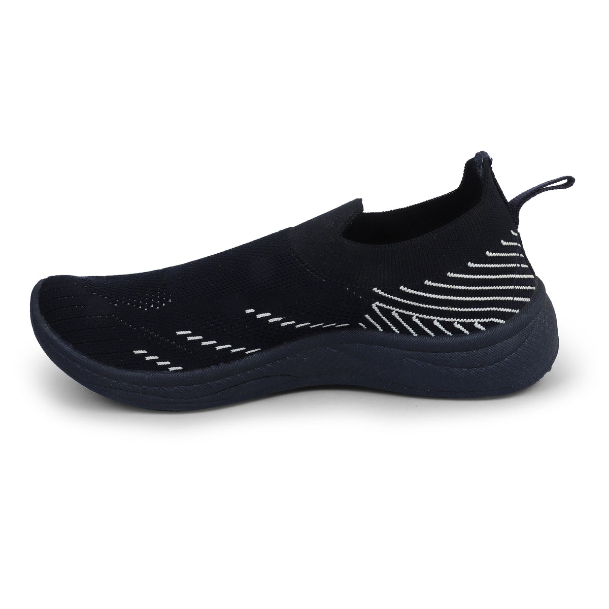Web Patterned Slip-On Knitted Walking Sneakers - Black