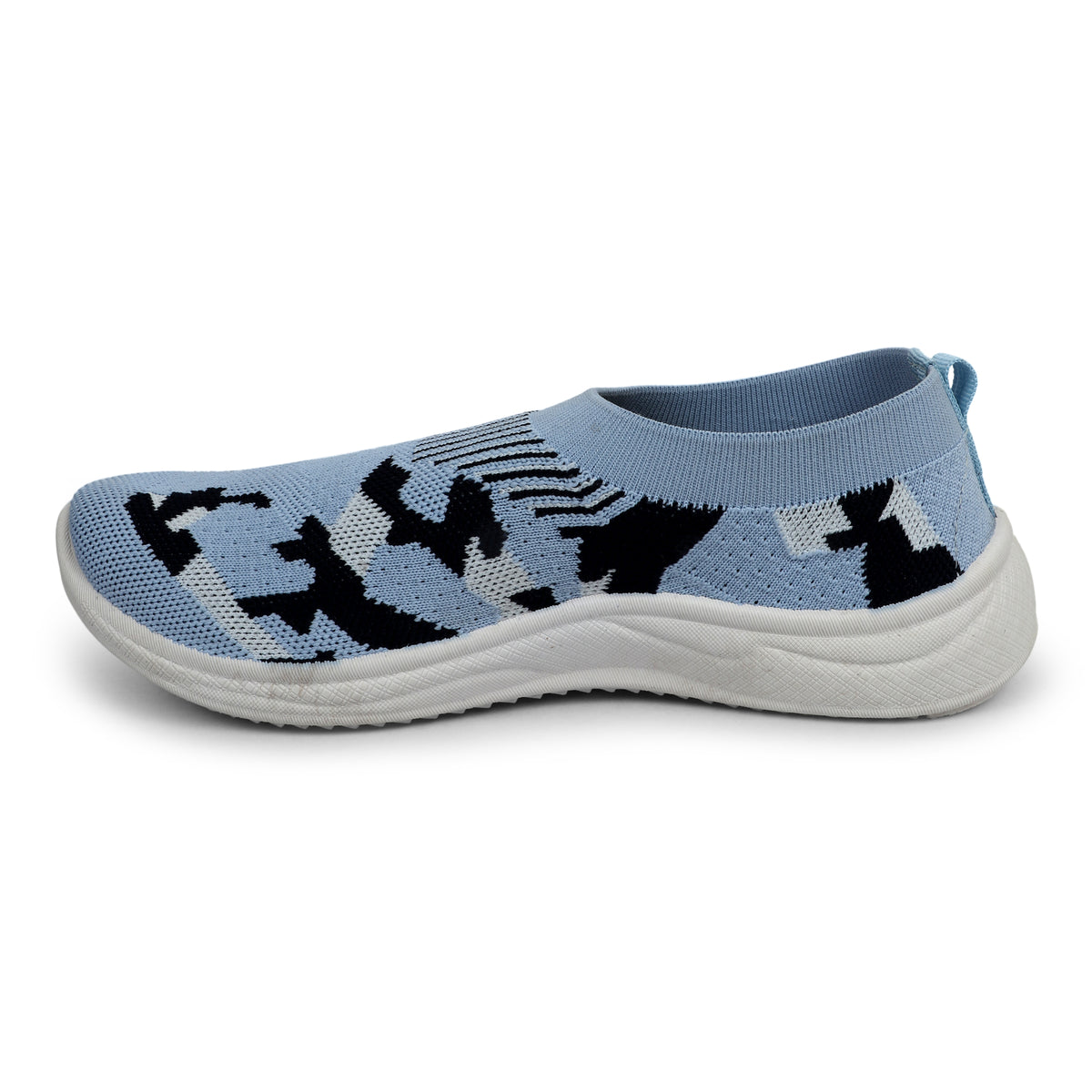 Patterned Slip-On Walking Sneakers - Light Blue
