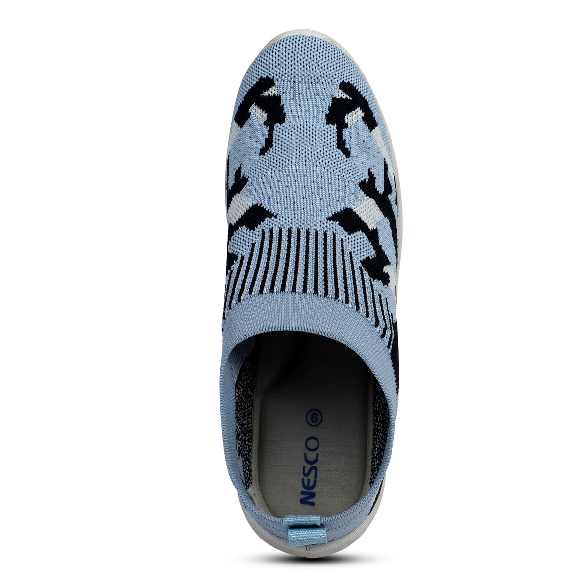 Patterned Slip-On Walking Sneakers - Light Blue