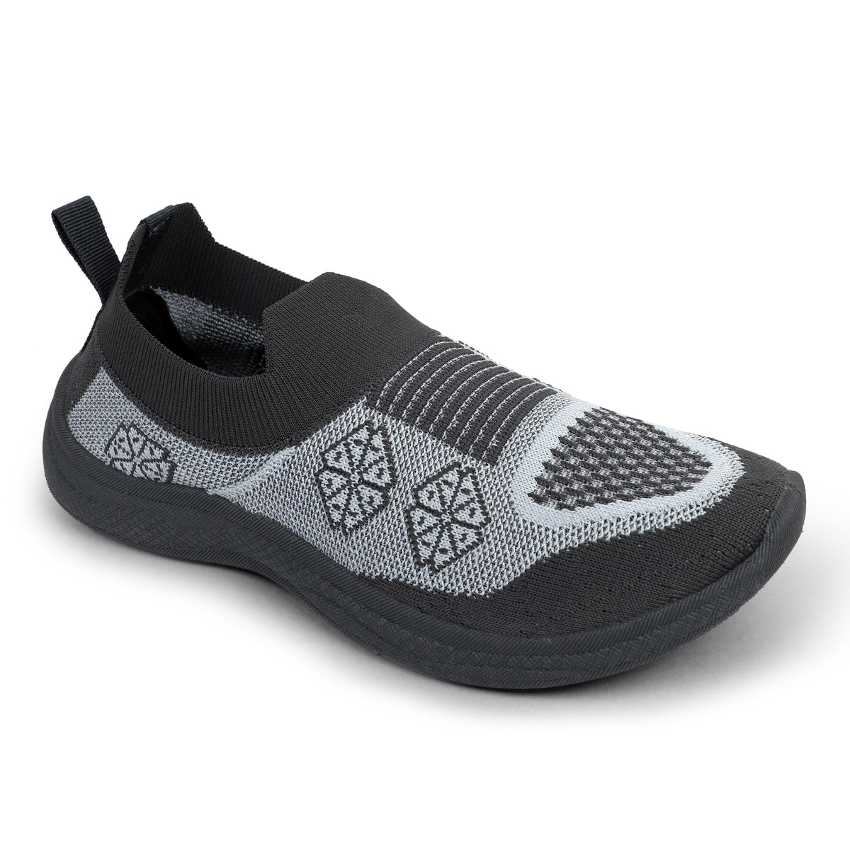 Flower Patterned Slip-On Walking Sneakers - Grey