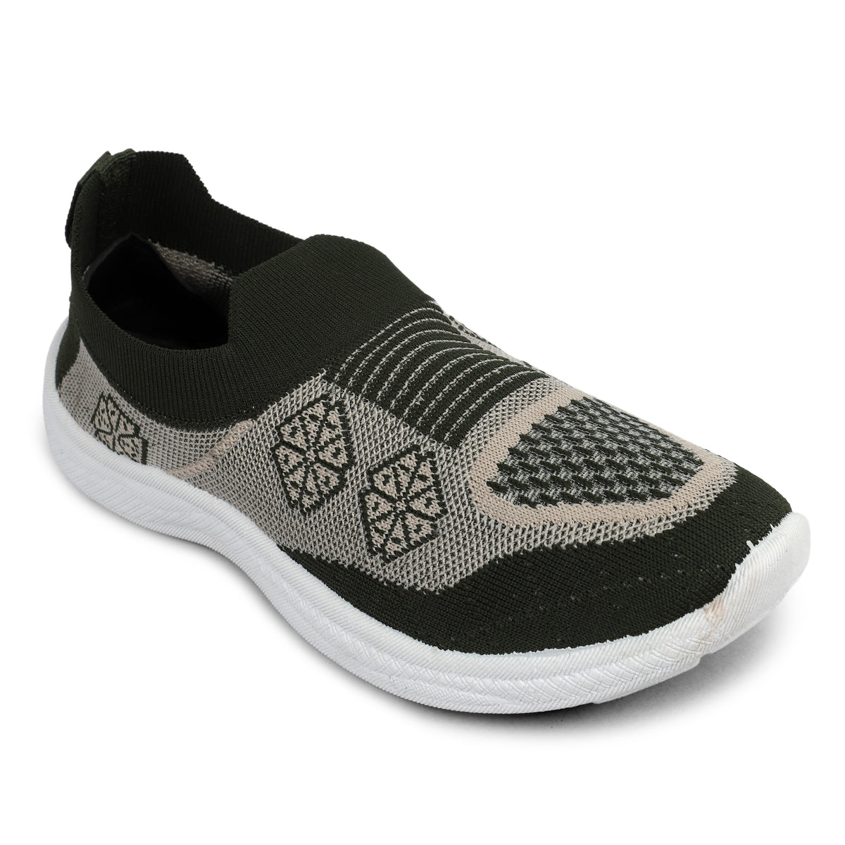 Flower Patterned Slip-On Walking Sneakers - Olive