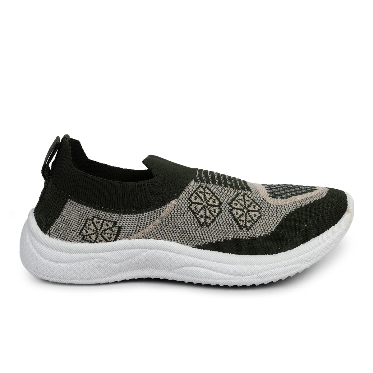 Flower Patterned Slip-On Walking Sneakers - Olive